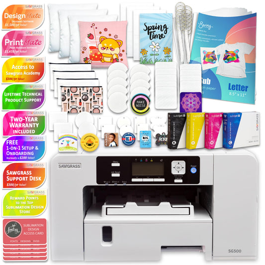 Sawgrass UHD Virtuoso SG500 Sublimation Printer with Deluxe Stater Bundle (20ml Ink Set)