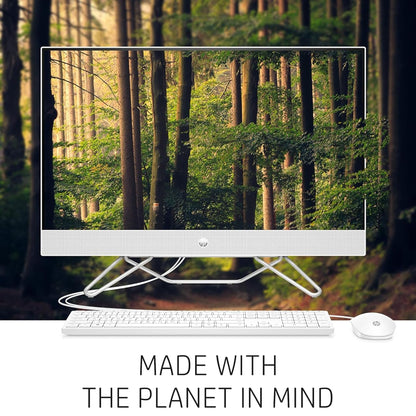 HP Newest All-in-One Desktop, 21.5" FHD Display, 32GB RAM, 1TB Storage (512GB SSD with P500 500GB External SSD), Intel Dual-Core Processor, Webcam, HDMI, Bluetooth, Mouse and Keyboard, Windows 11