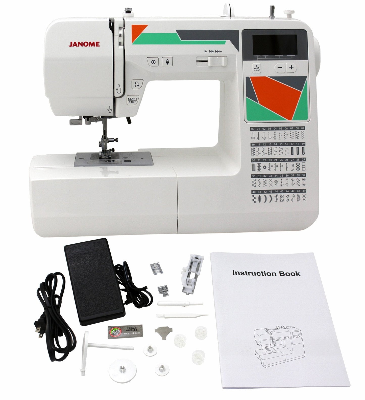 Janome MOD-30 Computerized Sewing Machine with 30 Built-In Stitches, 3 One-Step Buttonholes, Drop Feed and Accessories