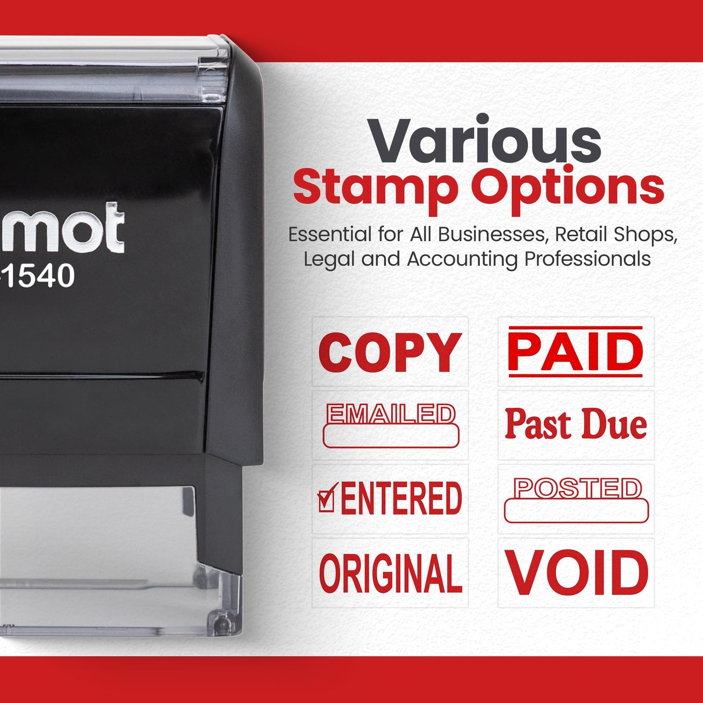 Promot Paid Stamp Self Inking Stamp - Paid Stamp for Office, Accounts Payable Stamp - Rubber Stamps for Retail Use, Red Ink Stamp, Self Inking Stamp for Business Supplies, Paid Stamper