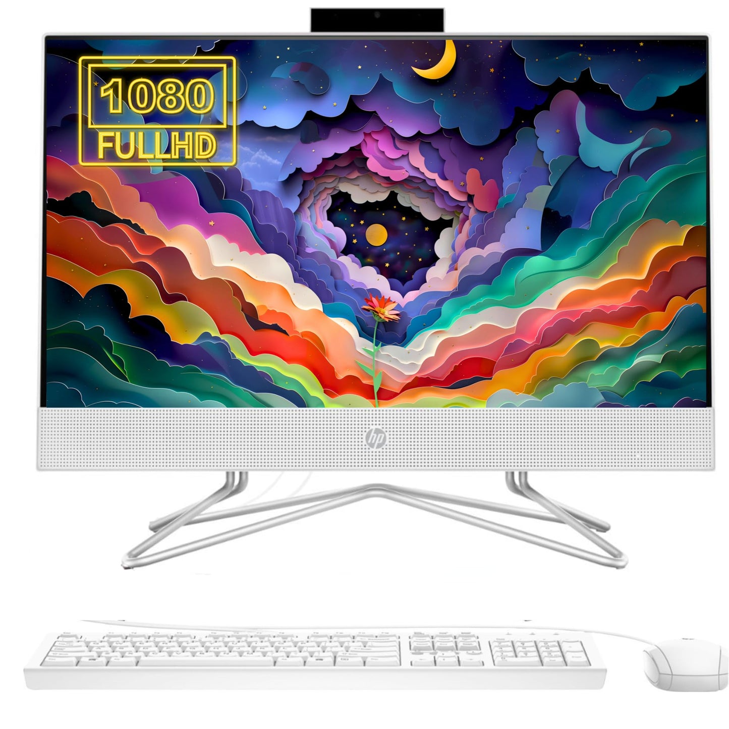 HP Newest All-in-One Desktop, 21.5" FHD Display, 32GB RAM, 1TB Storage (512GB SSD with P500 500GB External SSD), Intel Dual-Core Processor, Webcam, HDMI, Bluetooth, Mouse and Keyboard, Windows 11