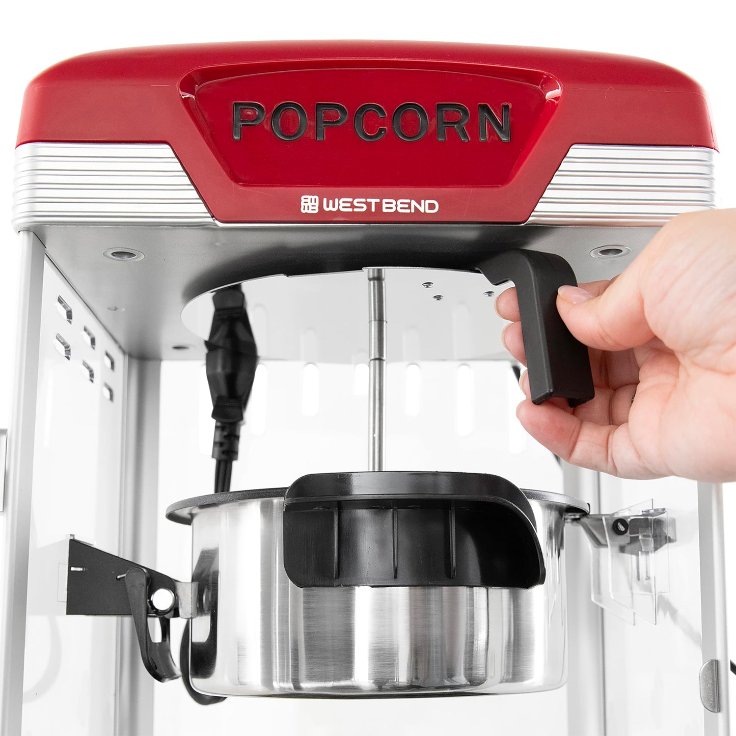 West Bend Stir Crazy Movie Theater Popcorn Popper, Gourmet Popcorn Maker with Nonstick Popcorn Kettle, Measuring Tool and Scoop , 4 Qt, Blue
