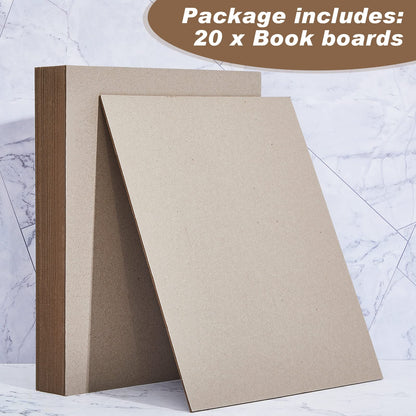 20 Pcs Book Board, Binders Board Chipboard Designer Bookboard Kraft Heavy Duty Chipboard Sheets Bookbinding Supplies for Book Binding Cover (Gray, 12.5 x 10 Inch 22PT)