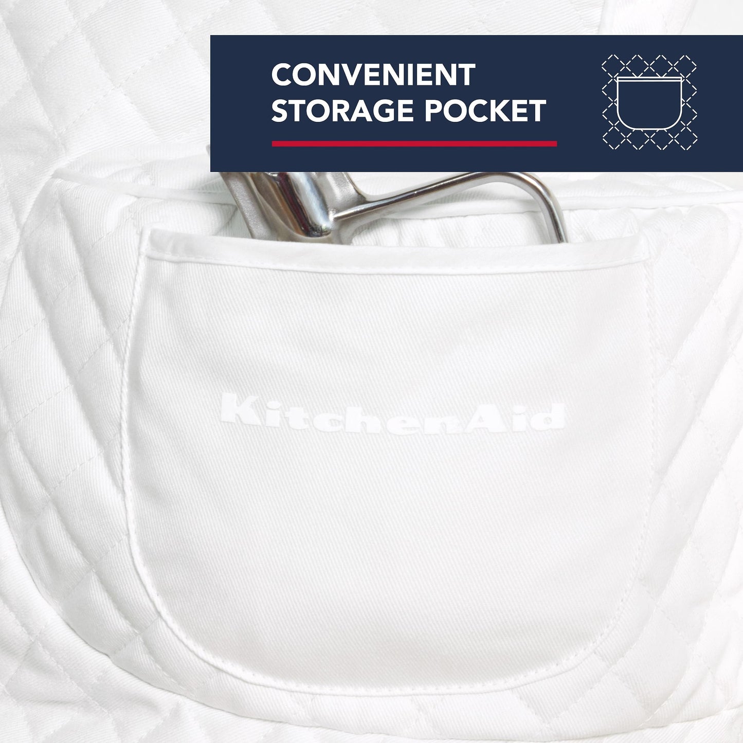 KITCHENAID Fitted Tilt-Head Solid Stand Mixer Cover with Storage Pocket, Quilted 100% Cotton, Milkshake, 14.4"x18"x10"