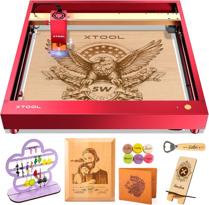 xTool D1 Pro Laser Engraver, 5W Output Power Laser Engraver and Cutter Machine for Beginners, Higher Accuracy Laser Cutter for wood, Leather, Acrylic, Glass etc