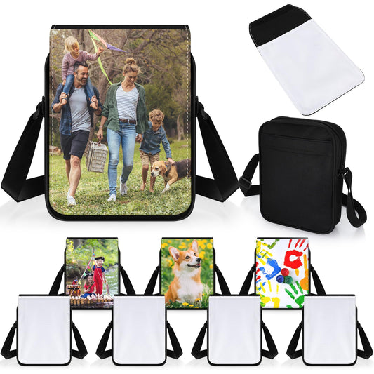 Paterr Sublimation Bags Blank Crossbody Bag Sublimation Messenger Bag Polyester Shoulder Bag for Birthday Father's Day Gifts Office Travel Supplies 9.5 x 7.1 Inch(2 Pcs)