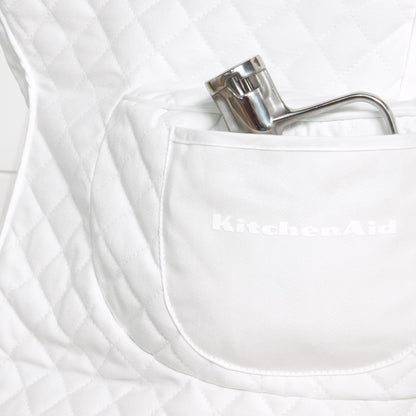 KITCHENAID Fitted Tilt-Head Solid Stand Mixer Cover with Storage Pocket, Quilted 100% Cotton, Milkshake, 14.4"x18"x10"