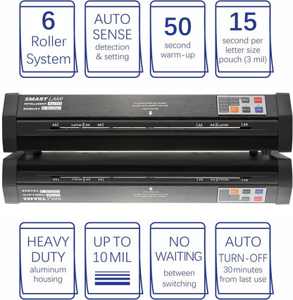 SINCHI 6-Roller Auto Sense Laminator, 13-Inch 3–10 Mil Thermal Machine, 50-Second Warm-Up, 47 In/Min, Never-Jam Heavy Duty, Office & School, 11×17"