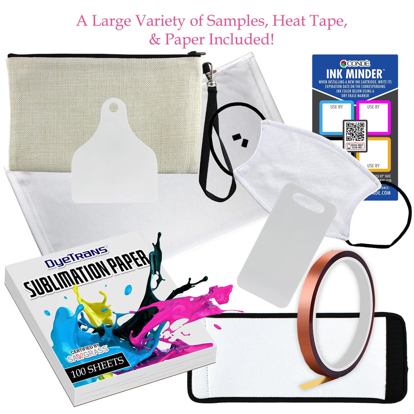 Sawgrass SG500 Sublimation Printer with SubliJet UHD Standard Kit Bundle for Sublimation Blank Printing. Includes Samples, Subli Ink, Heat Tape & Dispenser, Beginners Guide, & Paper.