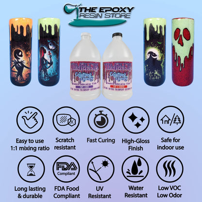 The Epoxt Resin Store - Tumbler Coating Epoxy Resin, Super Gloss Shine, Fast Cure, Self Leveling, Low Odor, Easy Mixing (1-1), UV Stable, 2 Part 1 Gallon Kit