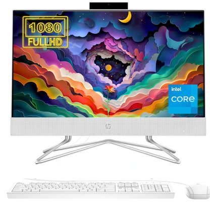 HP Newest All-in-One Desktop, 21.5" FHD Display, 32GB RAM, 1TB Storage (512GB SSD with P500 500GB External SSD), Intel Dual-Core Processor, Webcam, HDMI, Bluetooth, Mouse and Keyboard, Windows 11