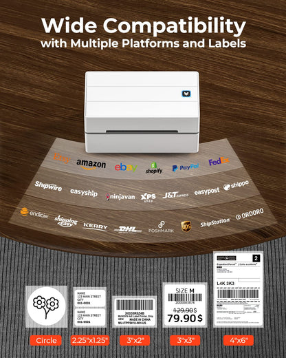 MUNBYN Bluetooth Thermal Label Printer, 4x6 Thermal Shipping Label Printer for Shipping Packages