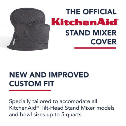 KITCHENAID Fitted Tilt-Head Solid Stand Mixer Cover with Storage Pocket, Quilted 100% Cotton, Milkshake, 14.4"x18"x10"