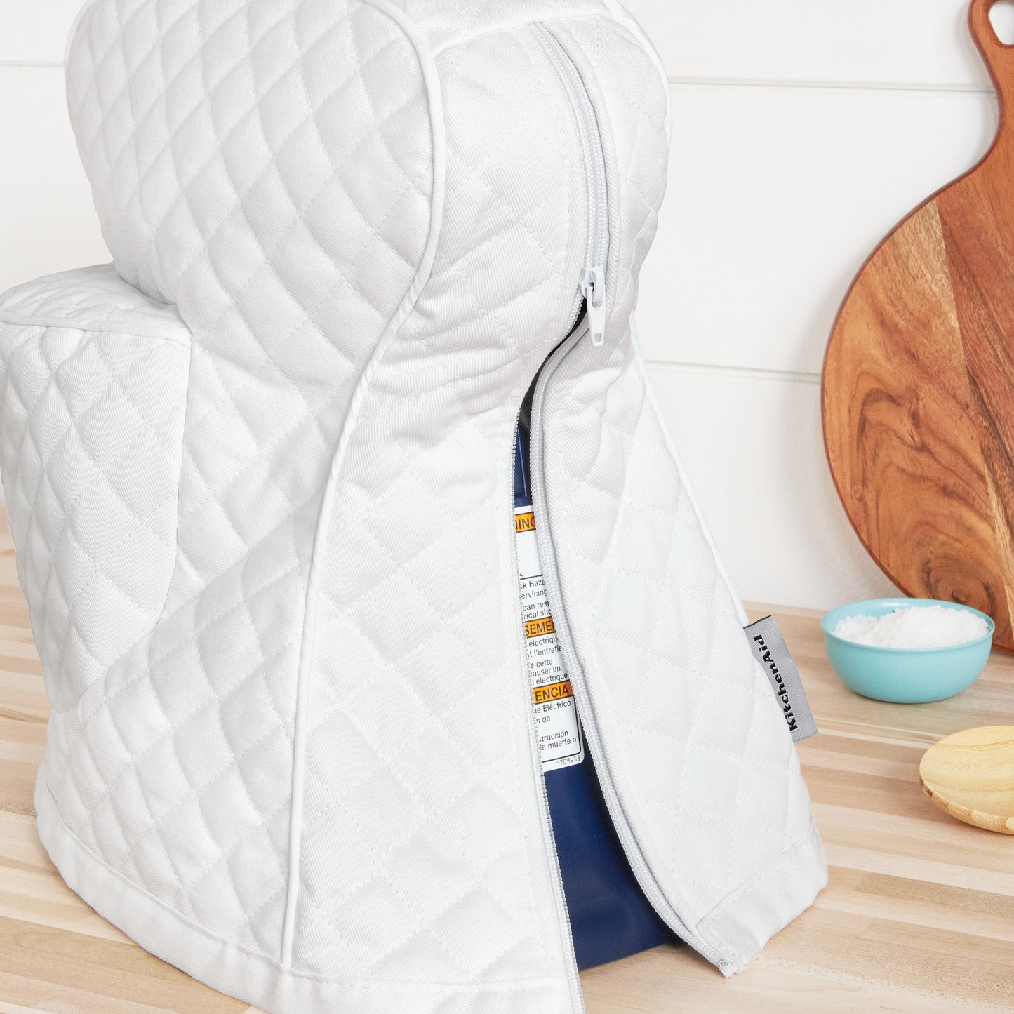 KITCHENAID Fitted Tilt-Head Solid Stand Mixer Cover with Storage Pocket, Quilted 100% Cotton, Milkshake, 14.4"x18"x10"