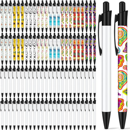 Yexiya Sublimation Pens Blank Heat Transfer Pen Sublimation Ballpoint Pen with Shrink Wrap White Aluminum Customized Clip Pen School Supplies for Christmas Office School Stationery Supplies (10 Sets)