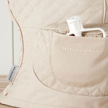 KITCHENAID Fitted Tilt-Head Solid Stand Mixer Cover with Storage Pocket, Quilted 100% Cotton, Milkshake, 14.4"x18"x10"