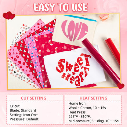 【Valentine's Day Bundle】 LOKLiK iCraft by HTVRONT Cutting Machine & Mini Heat Press & 3 Pack Cutting Mat & Valentine's Day Heat Transfer Vinyl & Pink Permanent Vinyl