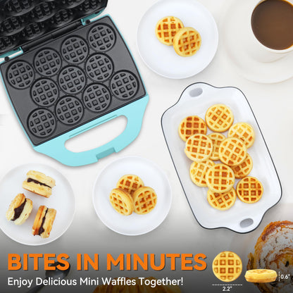 Baker's Friend Waffle Cone Maker Machine with Browning Control, Nonstick Waffle Bowl Maker, 7.5” Ice Cream Cone Maker, Thin Waffle Maker Crispy, Cone Roller & Bowl Press Included, Aqua