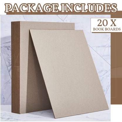 20 Pcs Book Board, Binders Board Chipboard Designer Bookboard Kraft Heavy Duty Chipboard Sheets Bookbinding Supplies for Book Binding Cover (Gray, 12.5 x 10 Inch 22PT)