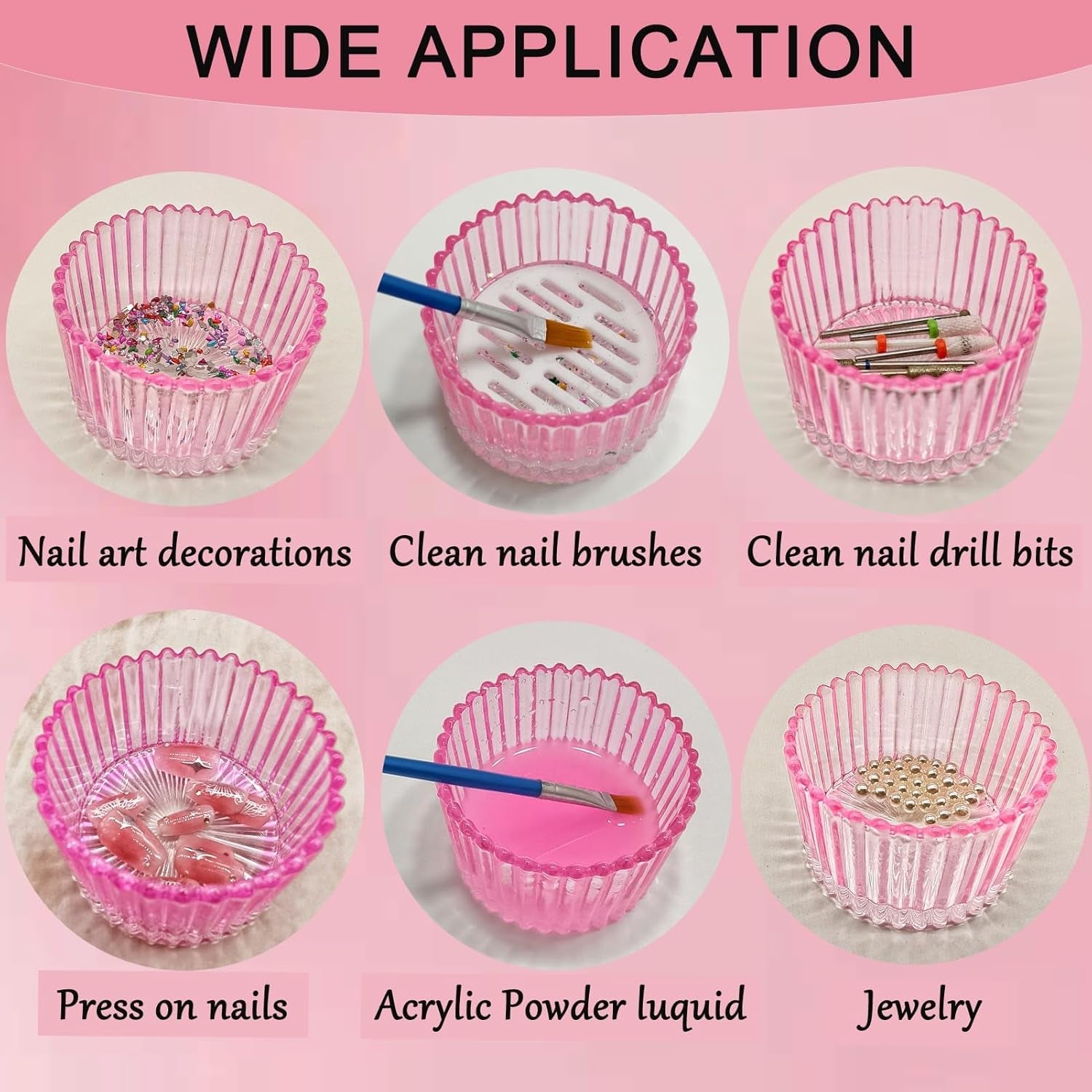Monomer Dish Dappen Dish for Monomer Large Nail Cup for Nail Monomer Liquid Glass Nail Brushes Cup for Acrylic Liquid Powder Nail Glitter Gel Polish Remover Holder for Nail Salon Nail Art Business