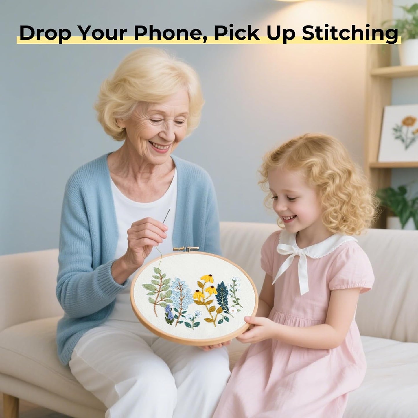 Embroidery Kit for Beginners- 3 Pcs Needlepoint Kits for Adults with Step by Step Video, Flower Beginner Embroidery Kit for Adults, Pre-Printed Patterns for Gift for Women