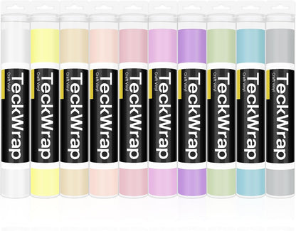 001 Matte Pastel Permanent Vinyl, 12" X 3Ft, 10 Boho Vinyl Adhesive Indoor & Outdoor Decal for Cricut, Silhouette, Cameo Cutters, Signs, Scrap-Booking, Craft Cutters