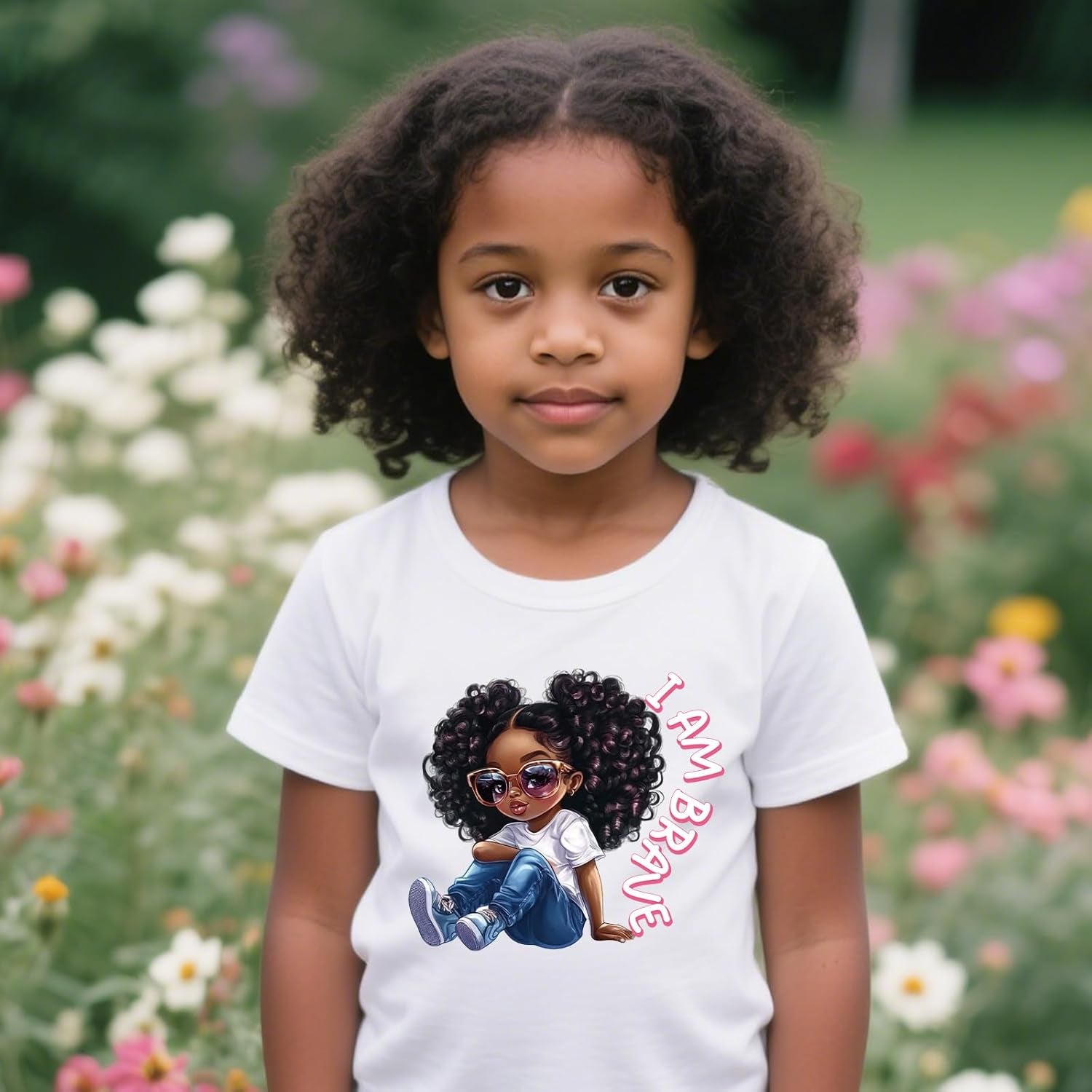 DTF Transfers Ready to Press - 20Pcs Black Little Girl Iron on Transfers for Tshirts, Chibi Afro Girl Iron on Decals Patches, Afican American Young Princess Sublimation for DIY Clothes Jeans