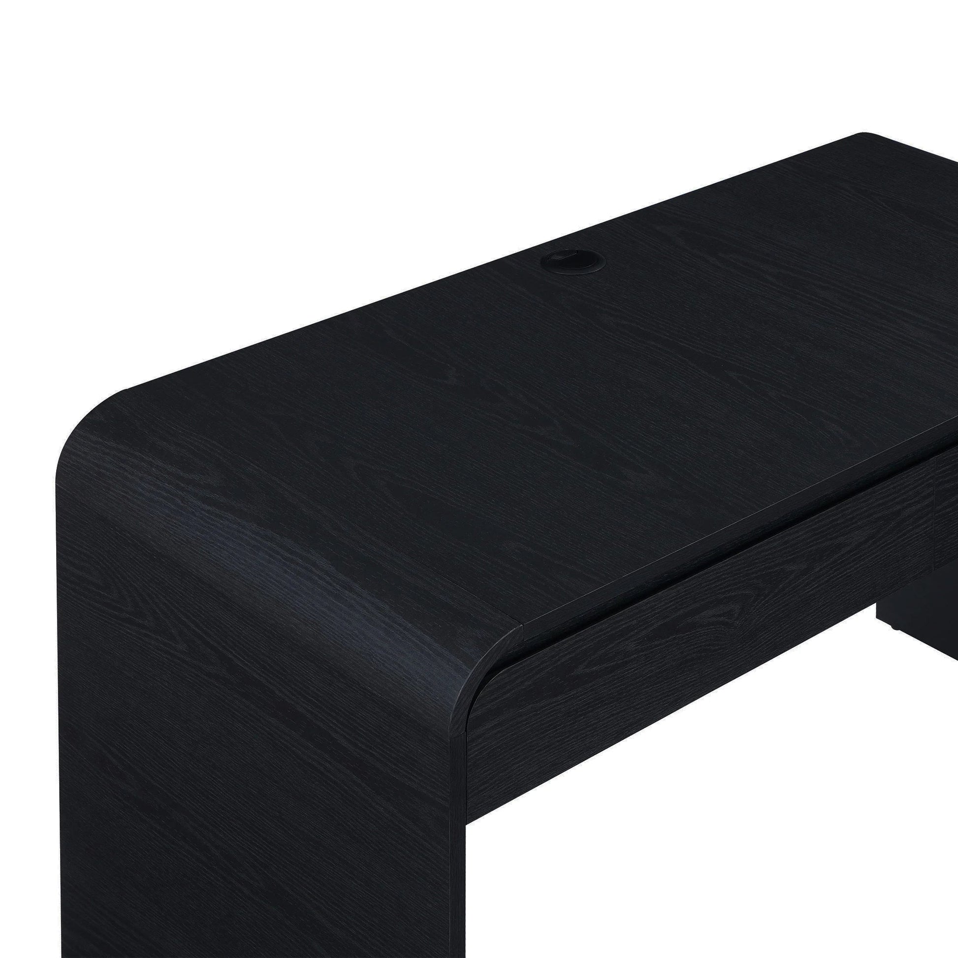 Juliet Curved Desk with Storage, Black Finish