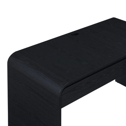 Juliet Curved Desk with Storage, Black Finish