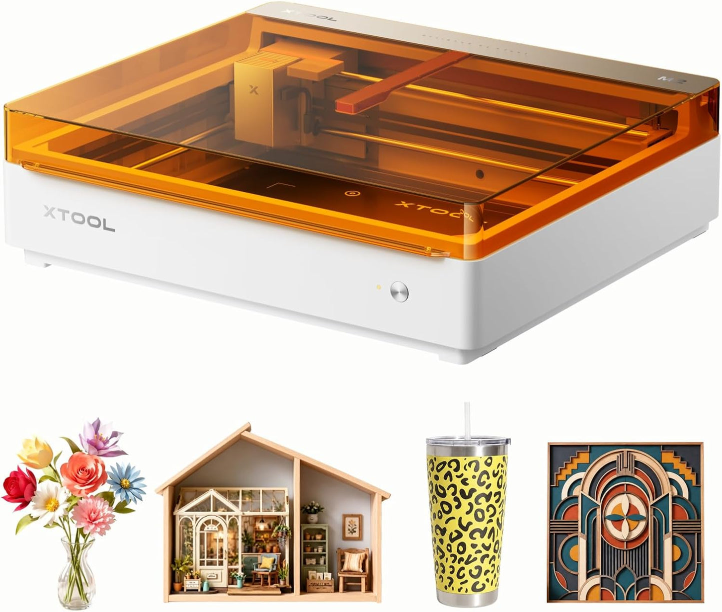 Xtool M2 20W Laser Engraver, Built-In Dual Cameras, Class 1 Enclosed Safe Laser Engraving Machine for Home DIY Craft on Wood, Leather, Felt, Fabric, Paper