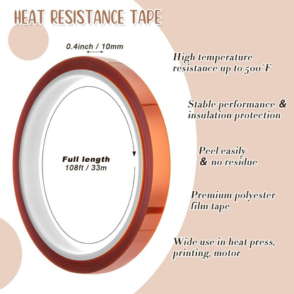18 Pieces PTFE Sheets for Heat Press 12 X 16 Inch, T Shirt Alignment Ruler and Heat Resistant Tape 0.4 Inch X 36 Yd and PVC Tape Measure Set T Shirt Ruler Guide for Vinyl Alignment