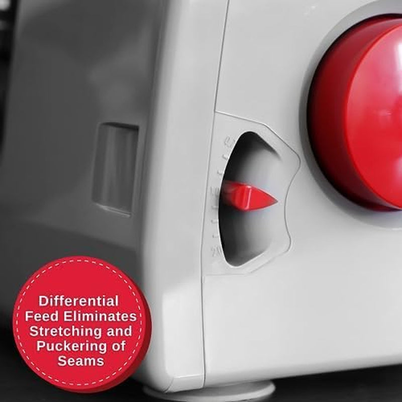 SINGER HD0450S Heavy Duty Serger | Overlock Machine with 2-3-4 Thread Capability, 1300 Stitches/Minute, 60% Larger Cutting Knife, Differential Feed, Full Metal Frame & Free Arm