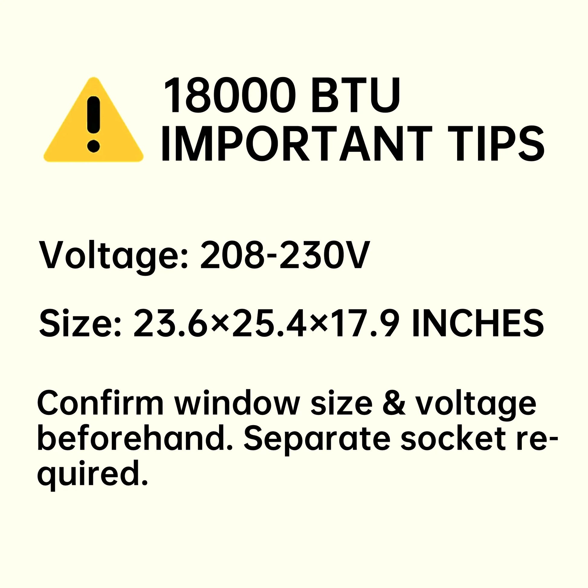 18000 BTU Window Air Conditioner 1000 Sq Ft. Ac Units Intelligent , LED Diswplay Screen, with Remote Control, Dehumidifier/Fan, Operates Quietly, Energy-Saving. 24 Timer, 208/230 VOLTS