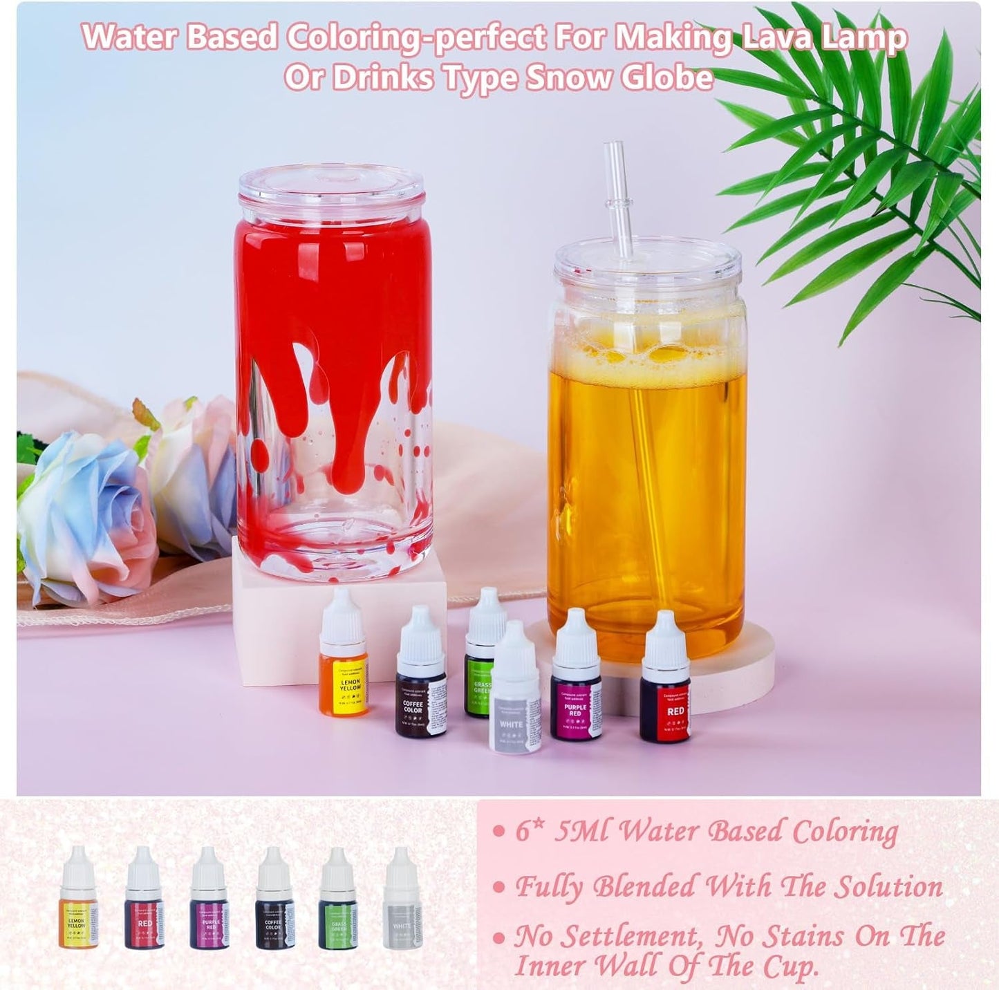 8 Pack 16 Oz Acrylic Snow Globe Tumbler Supplies Starter Kit, Double Wall Plastic Pre-Drilled Snowglobe Tumbler Cup Tool Set, Including Squeeze Bottle Cup Cradle and Scraper Etc.