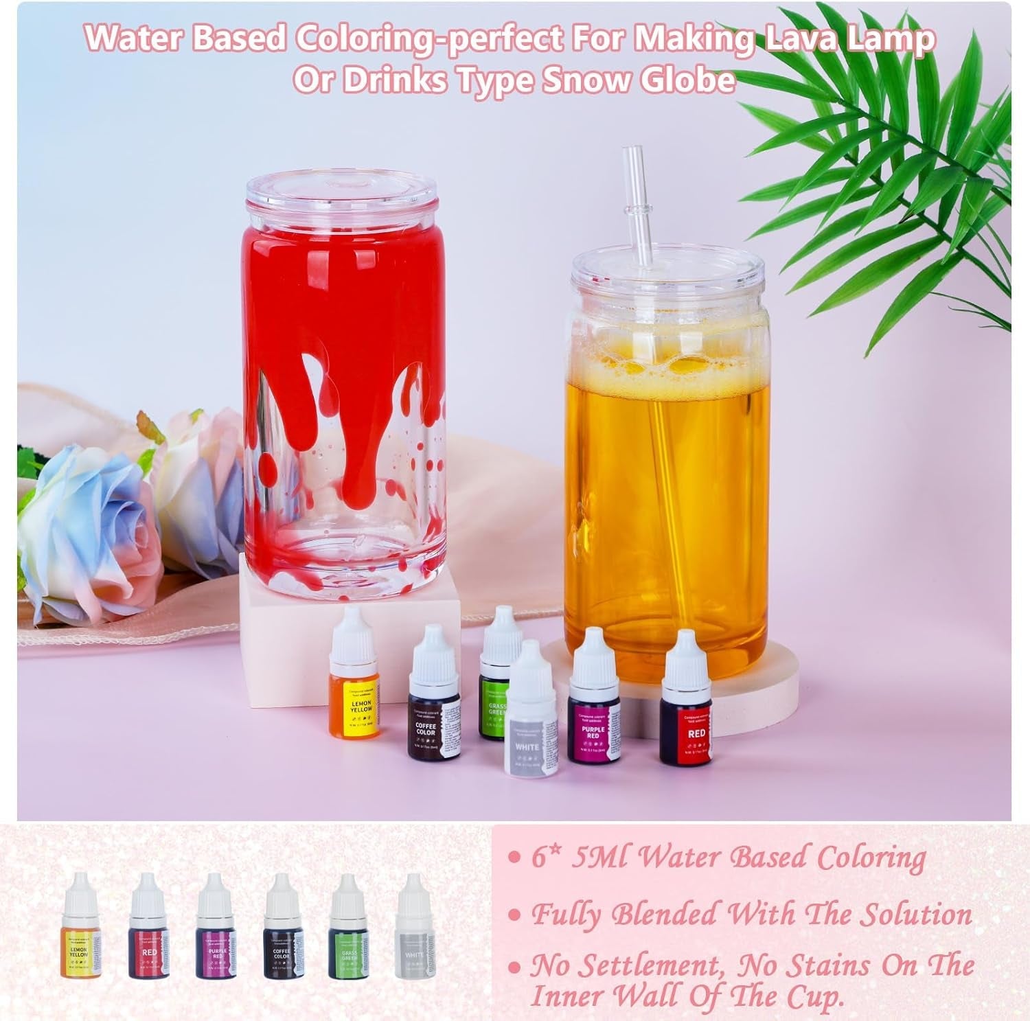 8 Pack 16 Oz Acrylic Snow Globe Tumbler Supplies Starter Kit, Double Wall Plastic Pre-Drilled Snowglobe Tumbler Cup Tool Set, Including Squeeze Bottle Cup Cradle and Scraper Etc.