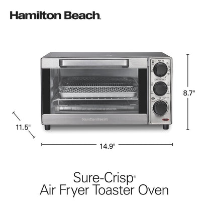 Sure-Crisp Air Fryer Toaster Oven, 4 Slice Capacity, Stainless Steel Exterior, 31403