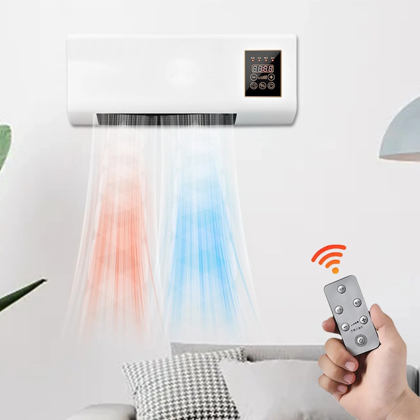 Air Conditioner, Wall Mounted Air Conditioner and Heater, Portable Air Conditioners No Windows Needed,Mini Split Heating System Air Supply Fan Unit, Remote for Bedroom Indoor Living Room