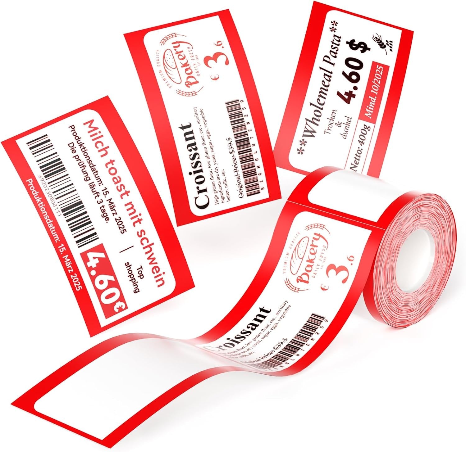 NIIMBOT Refill Label- 300DPI Red & Black Dual Color Sticker Paper Red Line (2"X3.5"/50X90Mm) for School, Office, Retail, Baking & Safety Labels - Compatible with Pro Series Label Makers