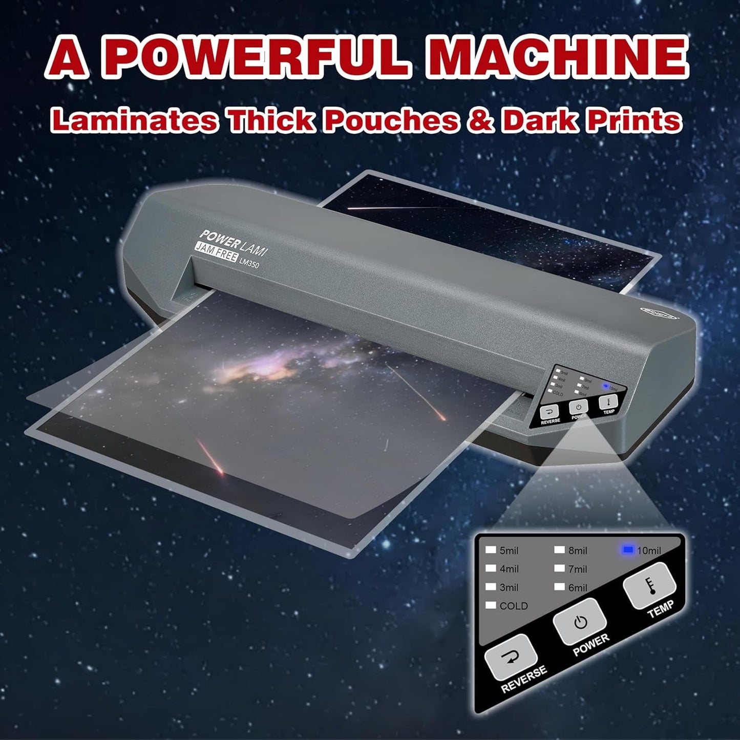 SINCHI 13" Commercial Laminator | 3–10 Mil, 4-Roller, 48S Warm-Up, 17S/Sheet, Heavy Duty No-Jam Design, Works with Cardstock & Dark Prints, Includes 10 Sheets, Ideal for Office, School & Business