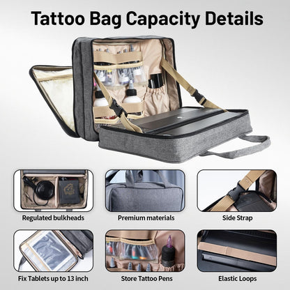 Phomemo Tattoo Bag - Tattoo Travel Case and Carrying Bag for Stencil Printer and Equipment, Compatible with Phomemo M08F / TP81 / TP31 Thermal Printer, Grey (BAG ONLY)