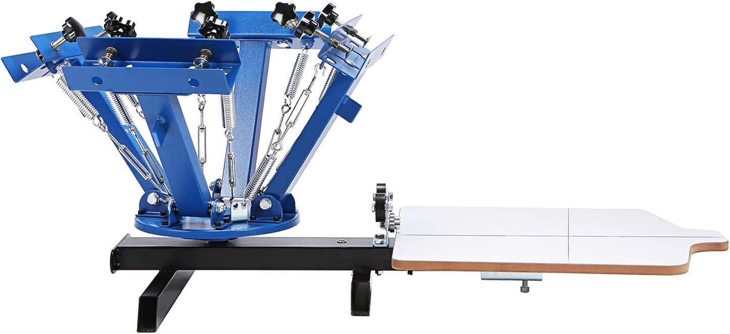 Screen Printing Machine, 4 Color 1 Station 360° Rotable Silk Screen Printing Press, 21.2X17.7In / 54X45Cm Screen Printing Press, Double-Layer Positioning Pallet for T-Shirt DIY Printing