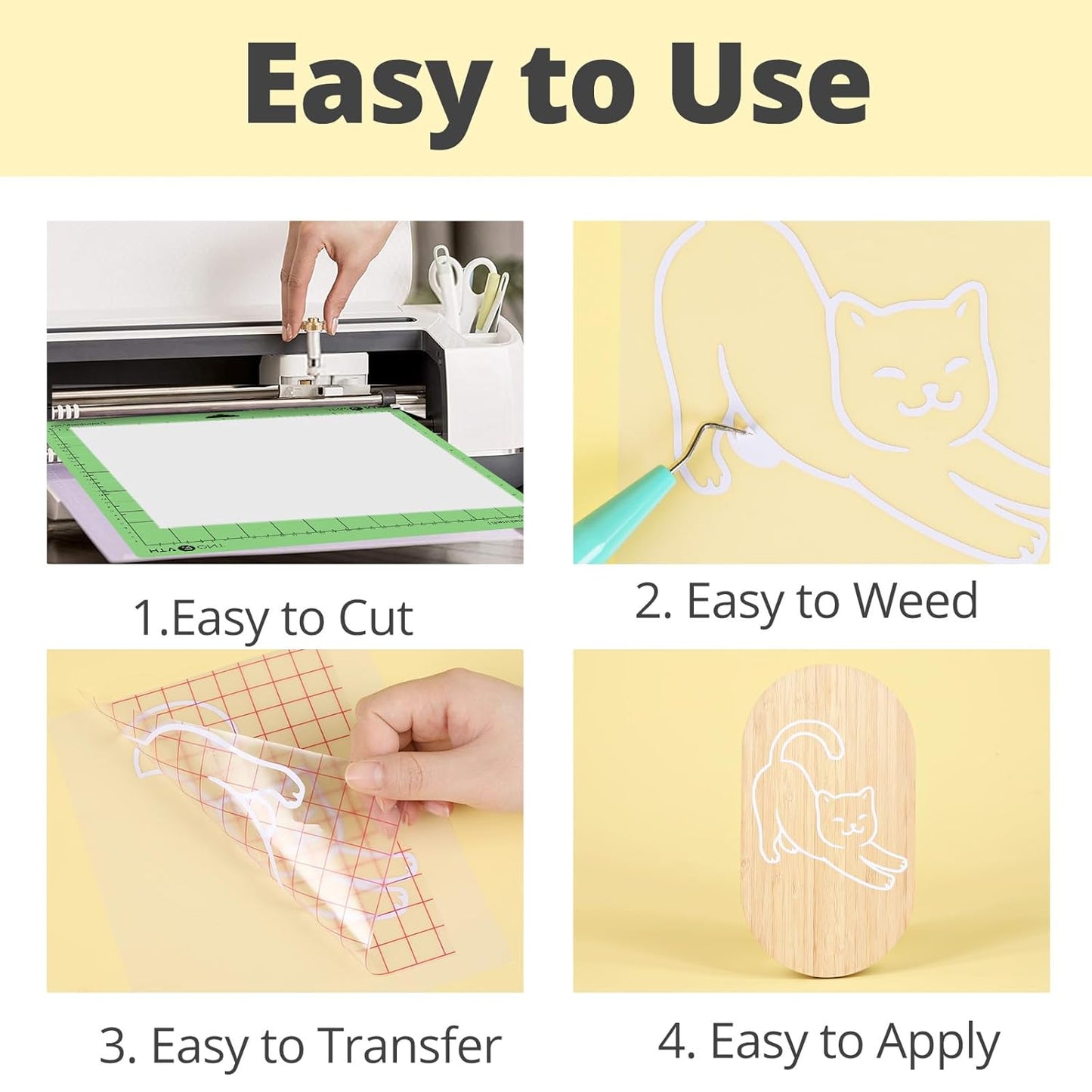 Black Permanent Vinyl, 12" X 100 FT Glossy Black Permanent Adhesive Vinyl Roll Compatible with Cricut Cutting Machine Silhouette, Cameo Cutters, Signs, Scrapbooking, Craft, Die Cutters