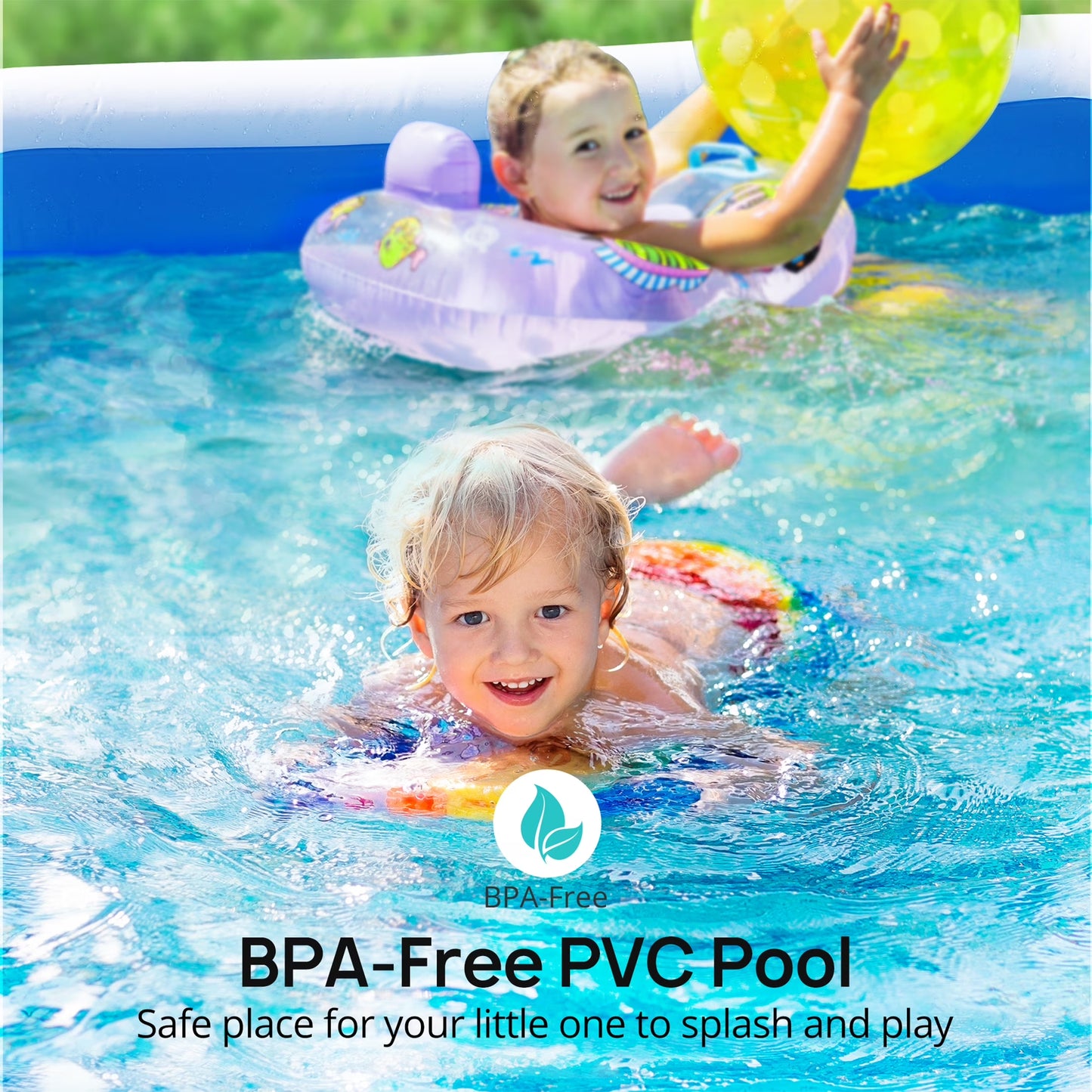 Inflatable Pool for Kids and Adults, 120" X 72" X 22" Oversized Thickened Family Swimming Pool for Toddlers, Outdoor, Garden, Backyard, Summer Water Party