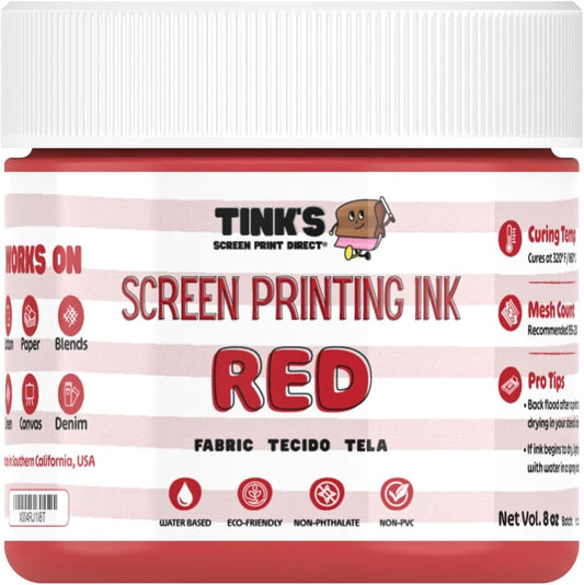 Tink'S® Screen Printing Ink Red 8Oz.—Water Based Screen Printing Fabric Ink for Cotton and Polyester, Blockprinting Ink for Linocut, Opaque Fabric Paint—Paintmaking Supplies for Shirts and Tote Bags