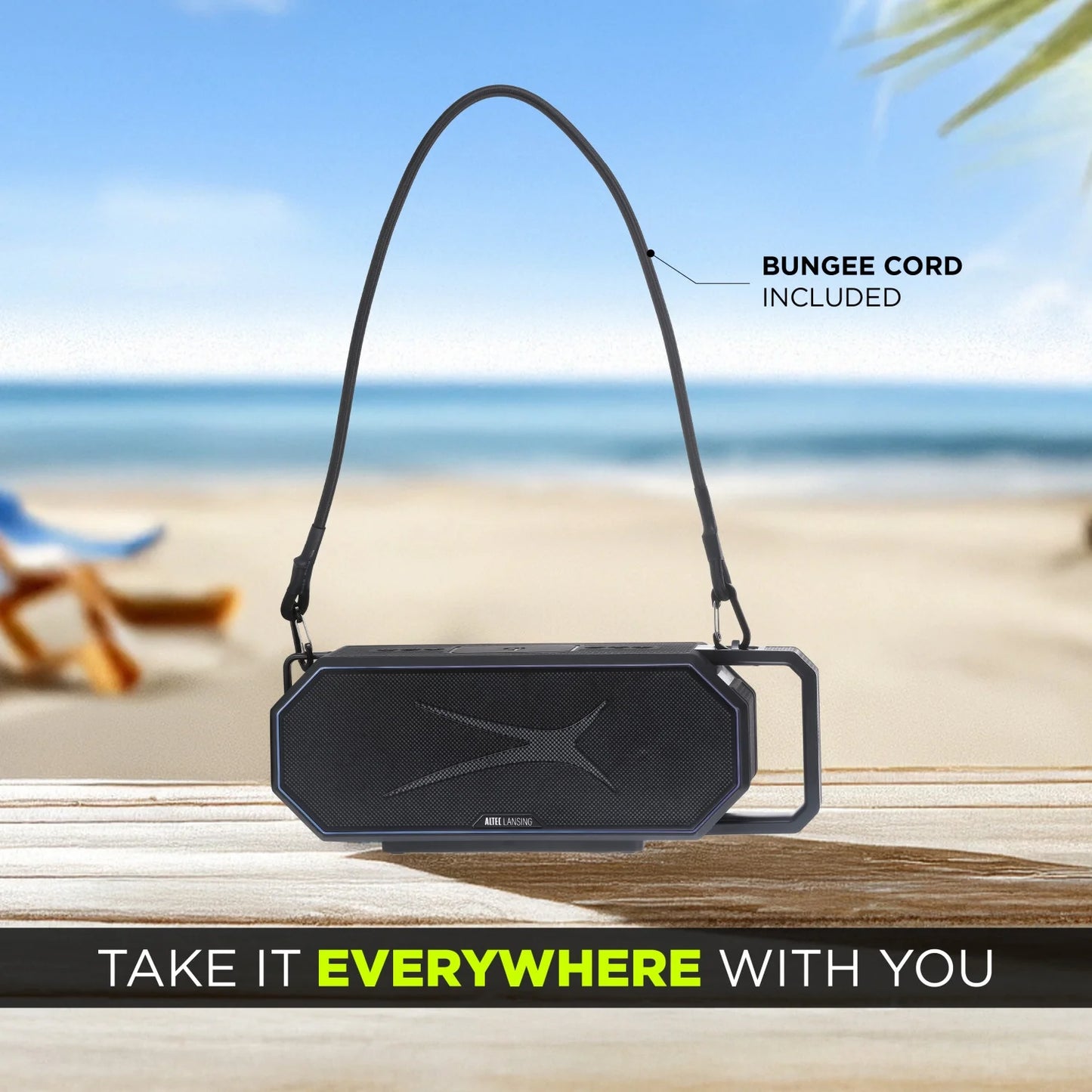 Hydrashock 2.0 Everythingproof™ Bluetooth Speaker, 20H Playtime, Hyperedge LED, Qi Wireless Charging, IP67 Waterproof, Party Sync, USB-C Fast Charge