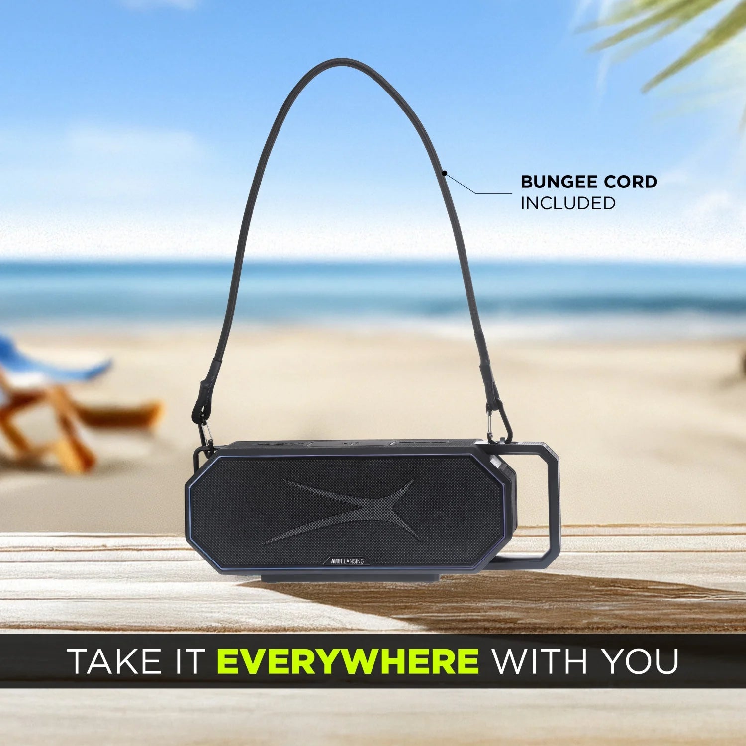 Hydrashock 2.0 Everythingproof™ Bluetooth Speaker, 20H Playtime, Hyperedge LED, Qi Wireless Charging, IP67 Waterproof, Party Sync, USB-C Fast Charge