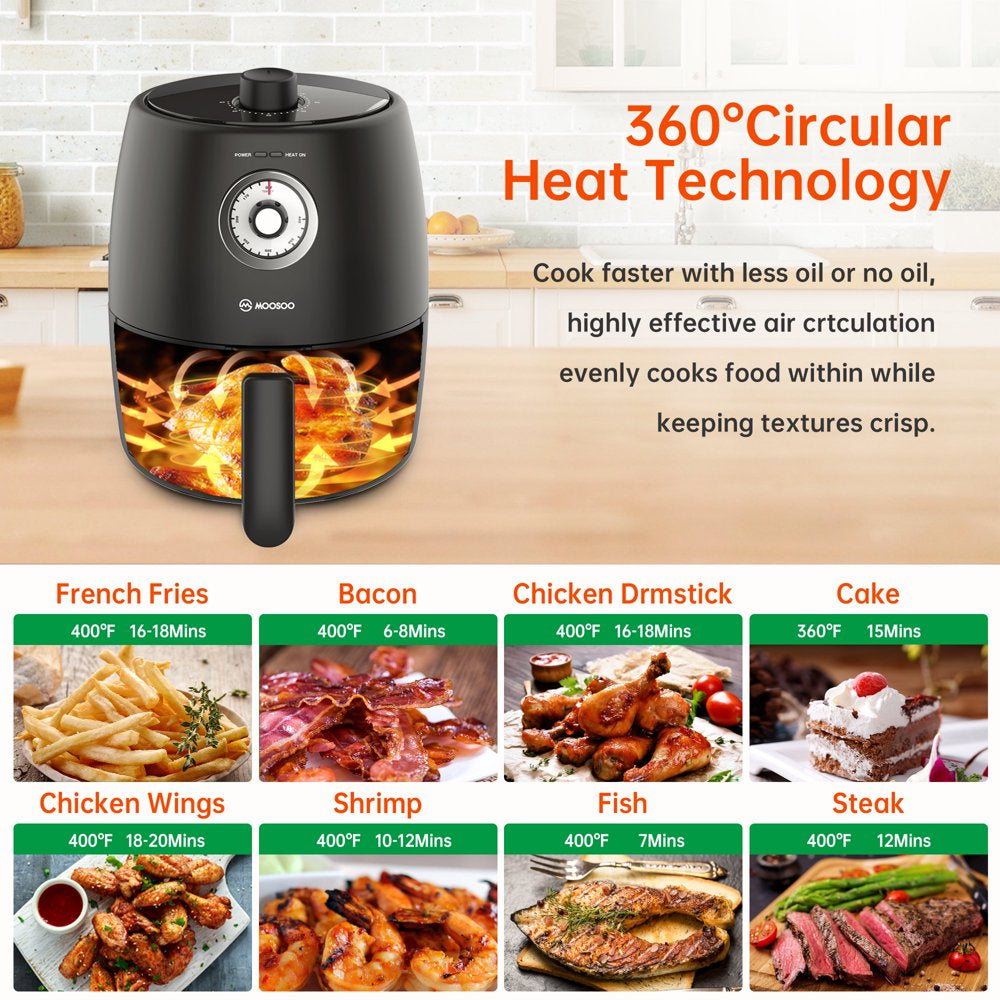 New Mini Small Air Fryer 2 Quart, Temp/Time Dial Control with Air Fryer Cookbook & 50Pcs Paper Liner