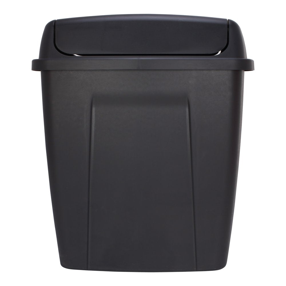 13 Gallon Trash Can, Plastic Swing Top Kitchen Garbage Trash Can, Black