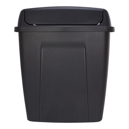 13 Gallon Trash Can, Plastic Swing Top Kitchen Garbage Trash Can, Black