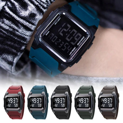 Square Large Screen Retro Sports Electronic Watch Night Waterproof' Light J0M8